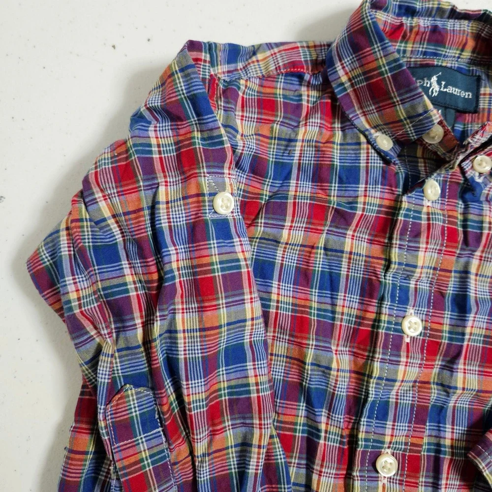 Ralph Lauren Shirt Boys 12M Multi Plaid Button Down Long Sleeve Pony Logo Tab
